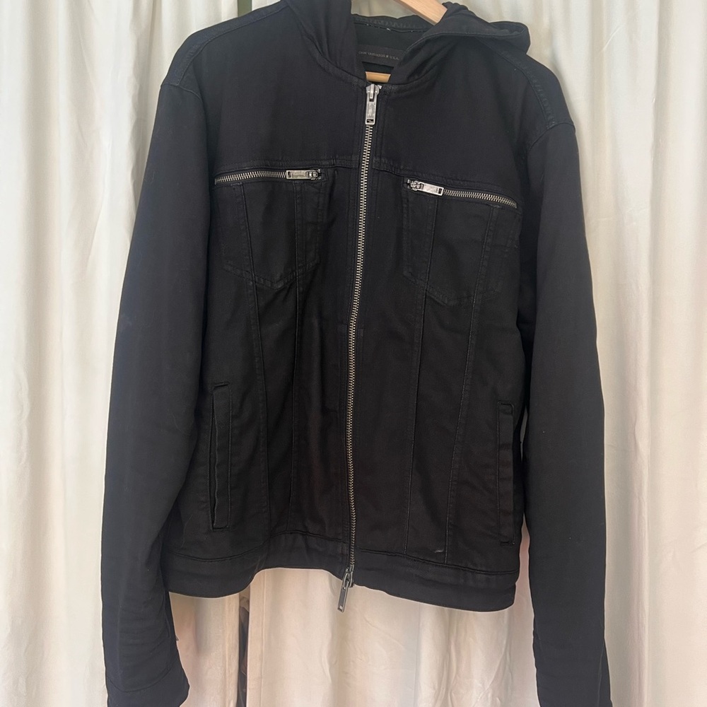 John Varvatos Charcoal Hooded Jacket